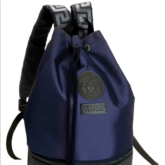 Versace backpack satin new blue black bag - Picture 2 of 7